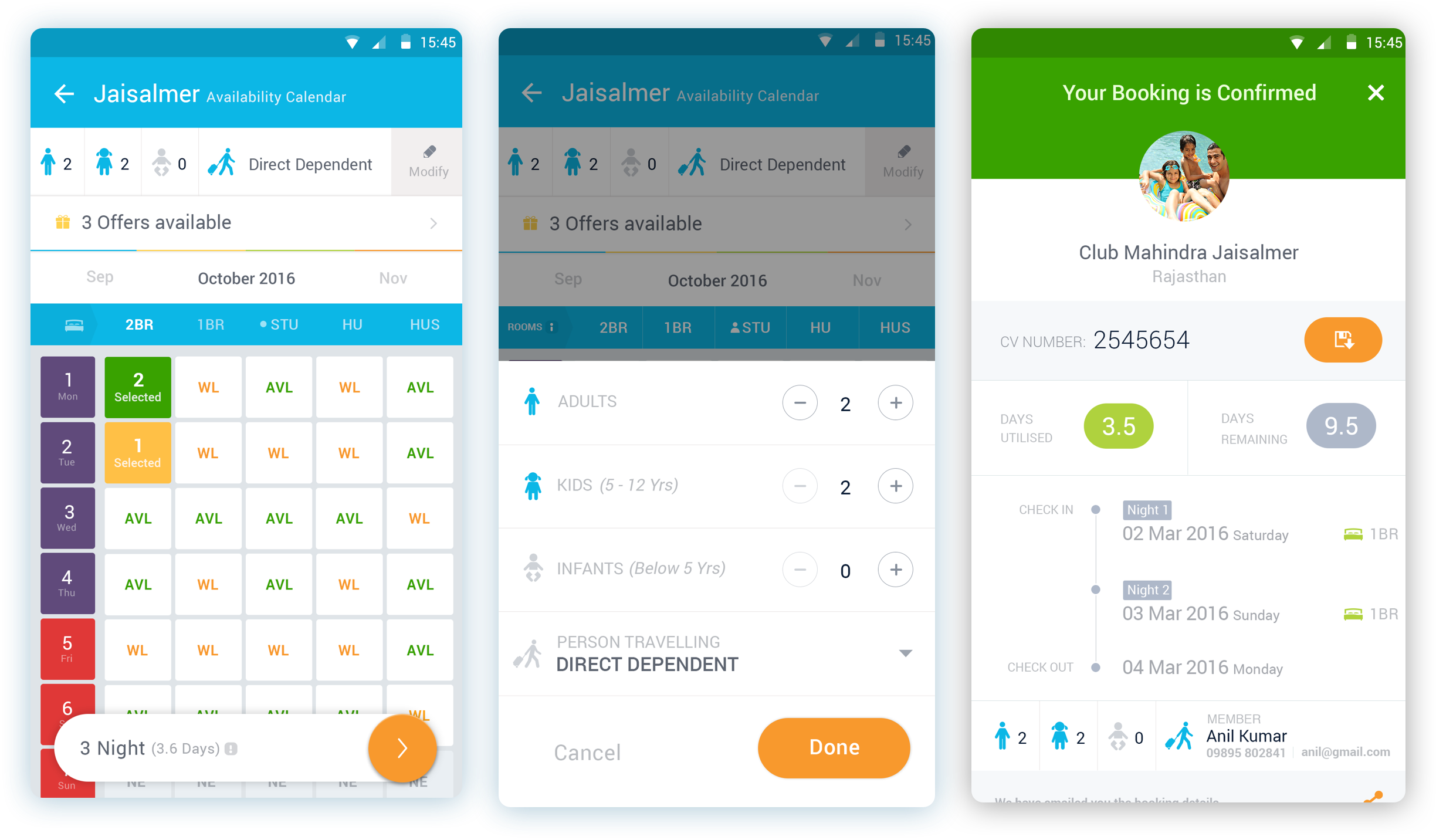 Conceived and designed a member mobile app for India's largest timeshare resorts company.