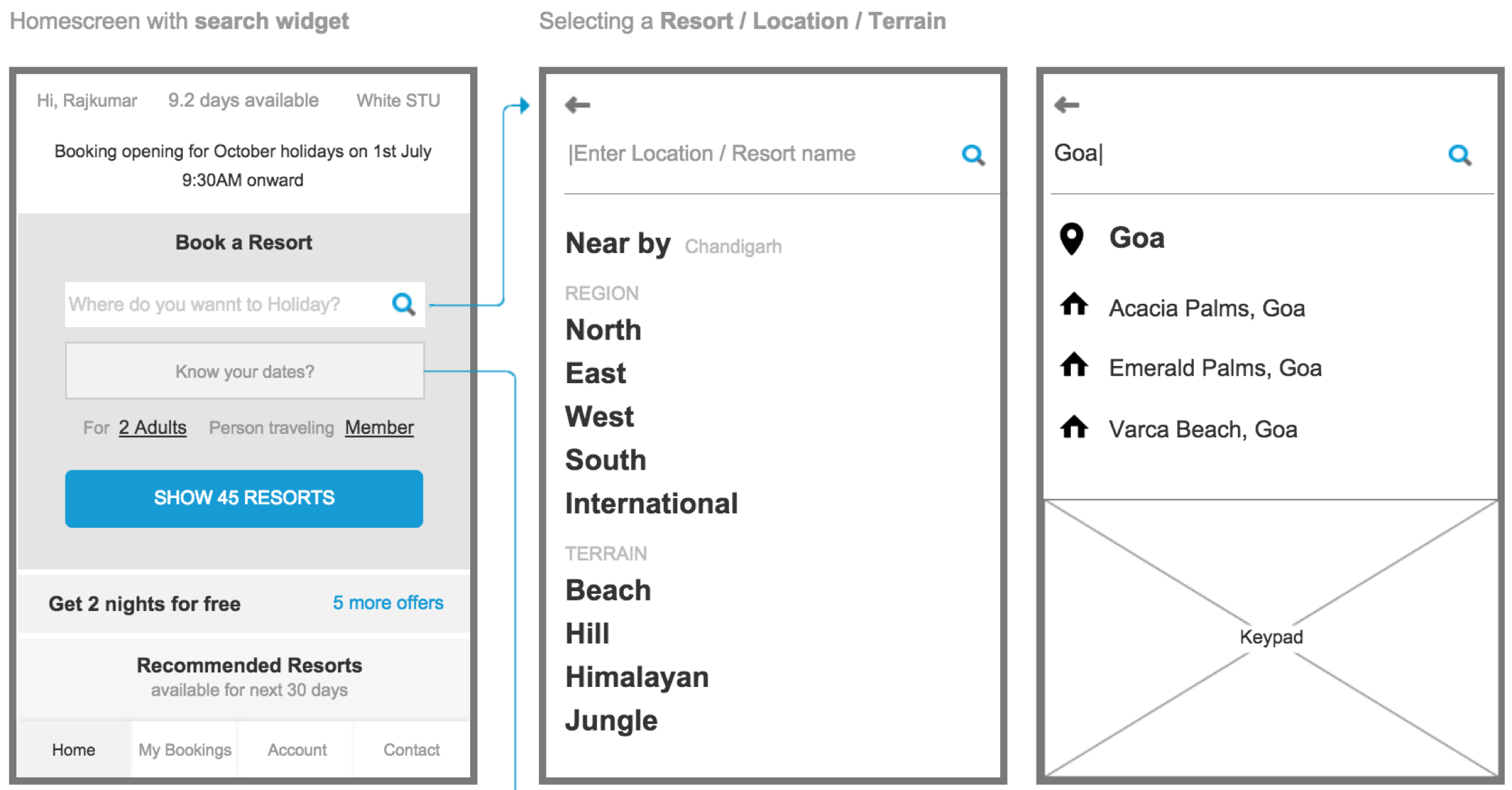Conceived and designed a member mobile app for India's largest timeshare resorts company.